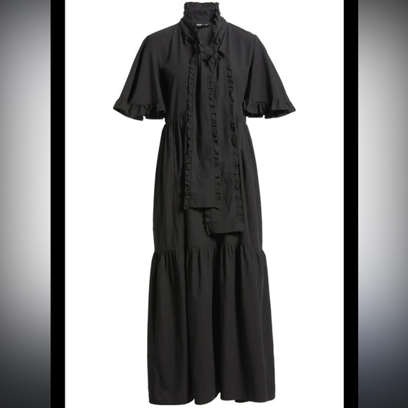 Sister Jane Heron Bow Midi Dress Black Medium - Picture 2 of 4